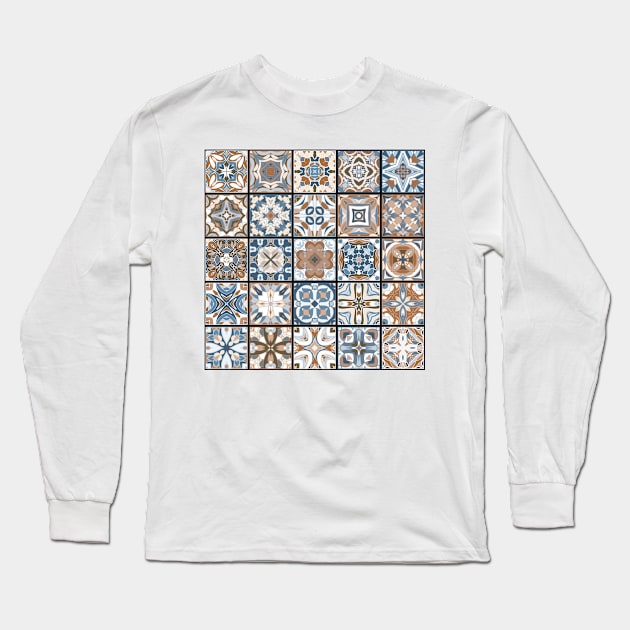 Mosaic tile tribal pattern Long Sleeve T-Shirt by IrinaGuArt